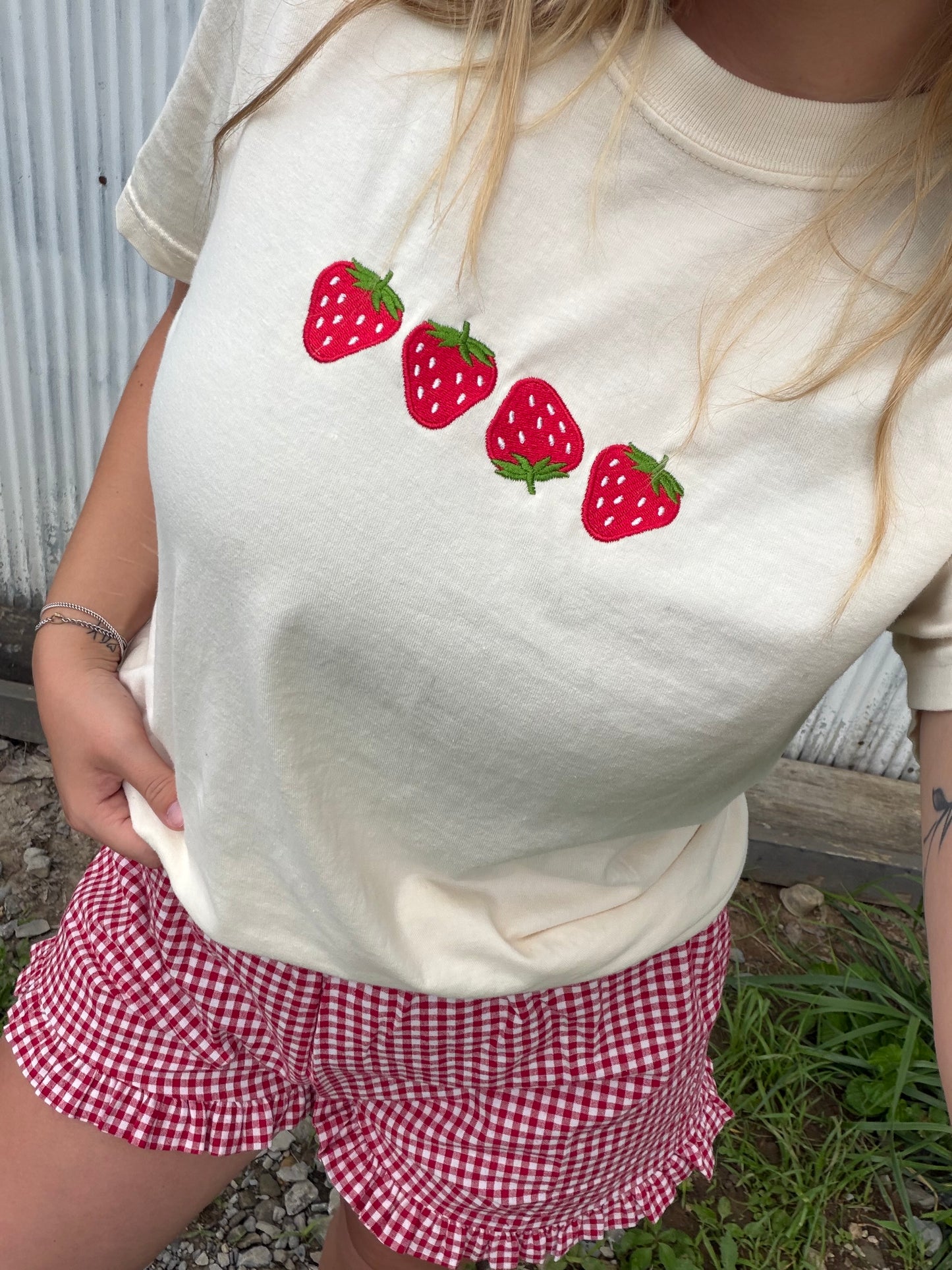 Embroidered Strawberry T-Shirt