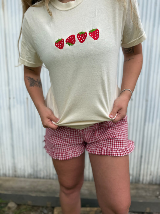 Embroidered Strawberry T-Shirt