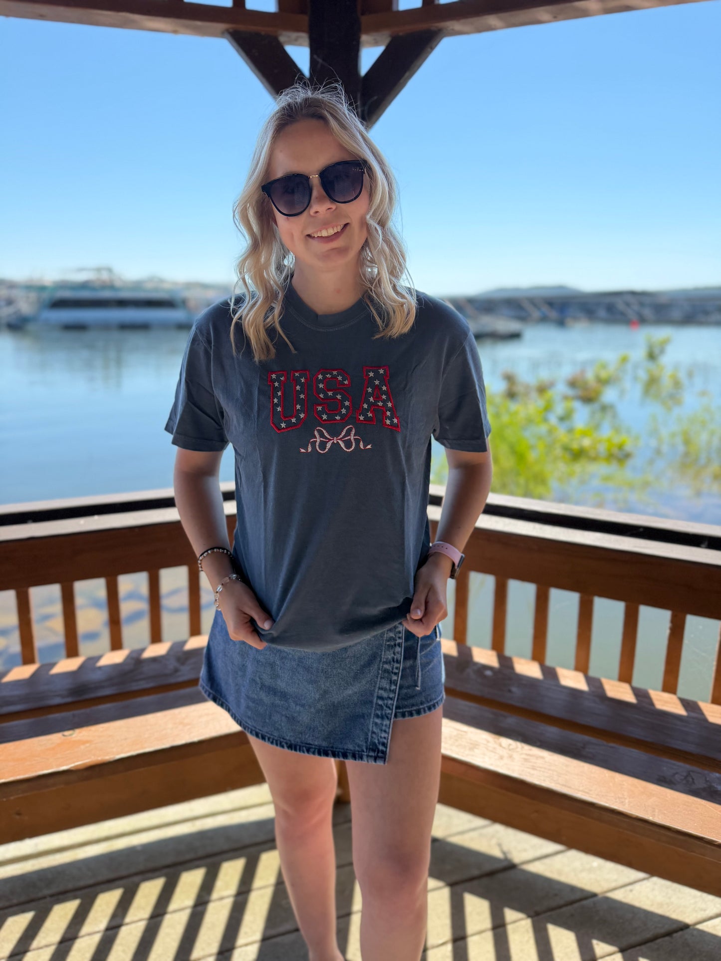 Embroidered “USA” Tee