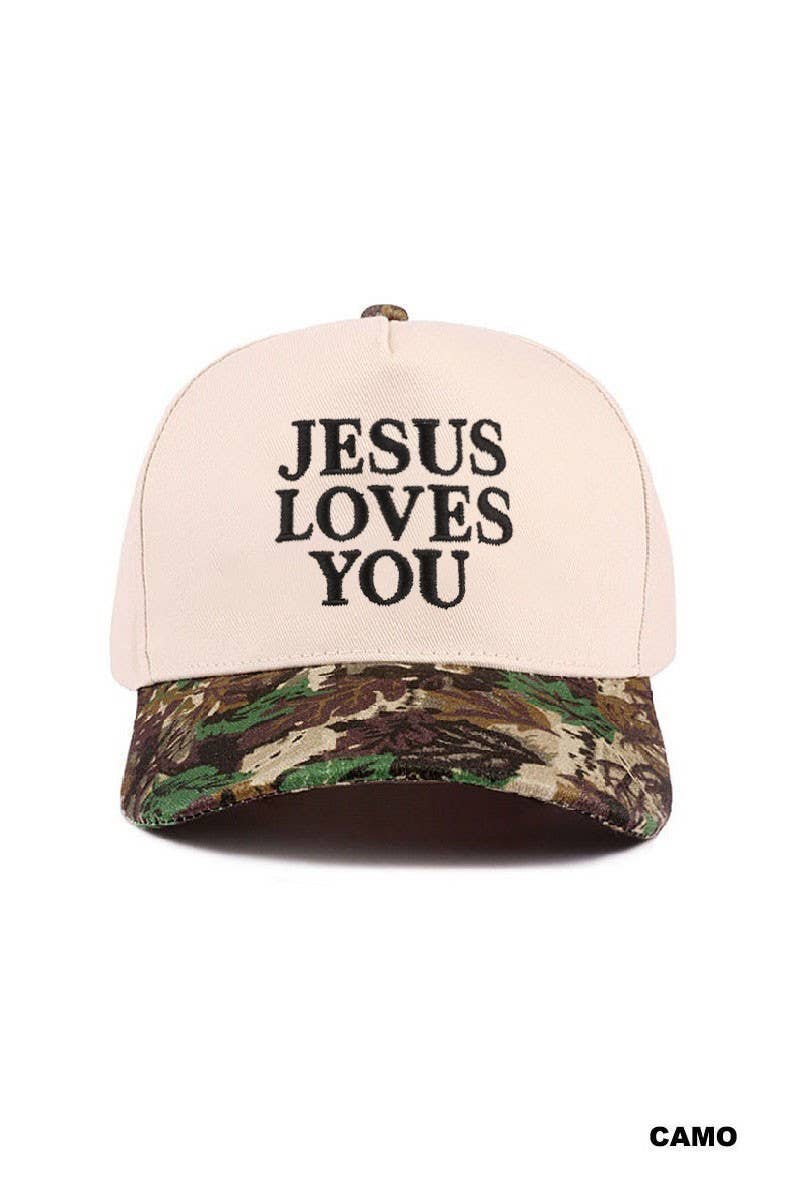 "Jesus Loves You" Two-Tone Cotton Hat