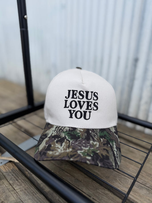 "Jesus Loves You" Two-Tone Cotton Hat