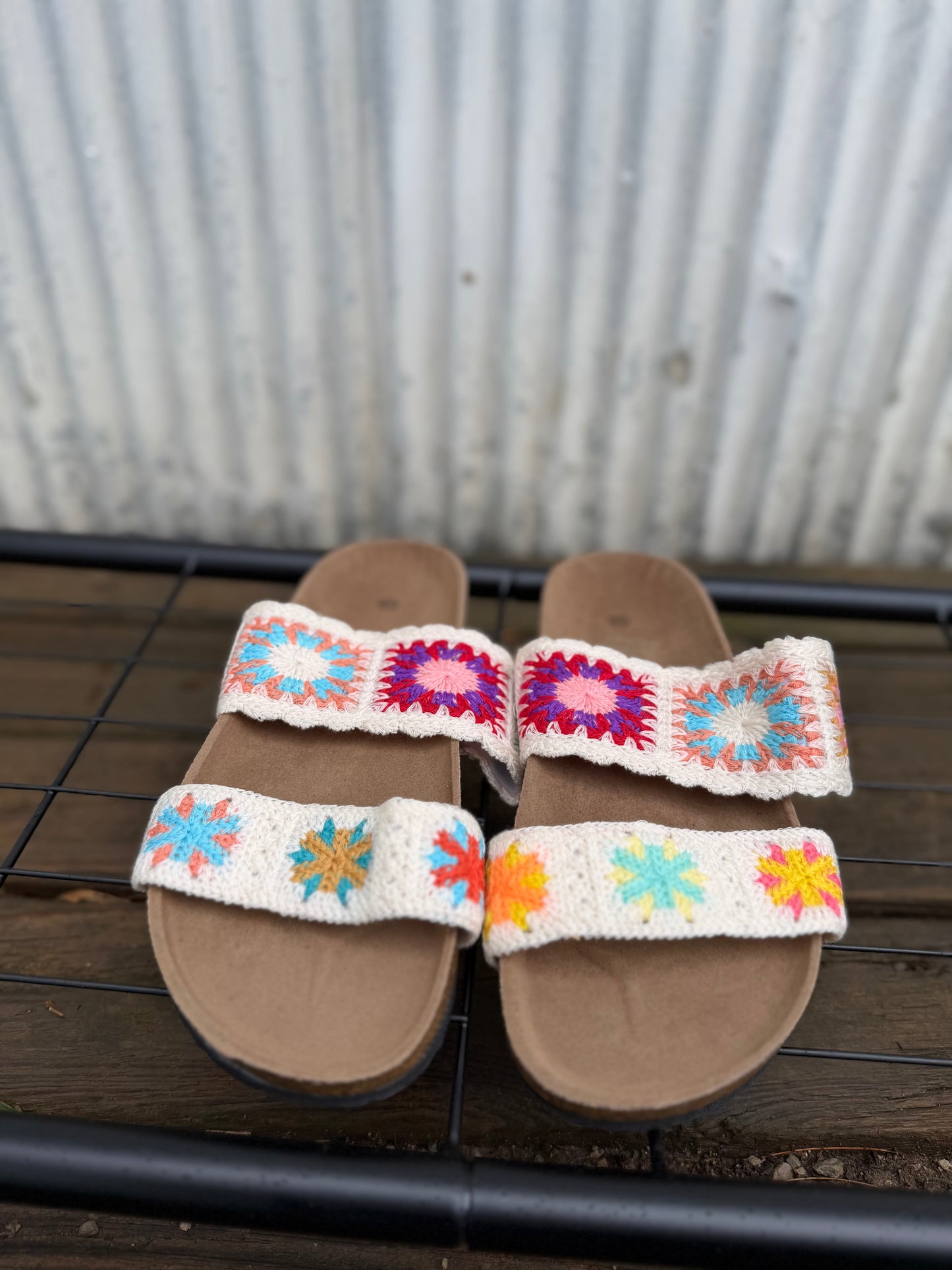 Knitted Floral Sandals