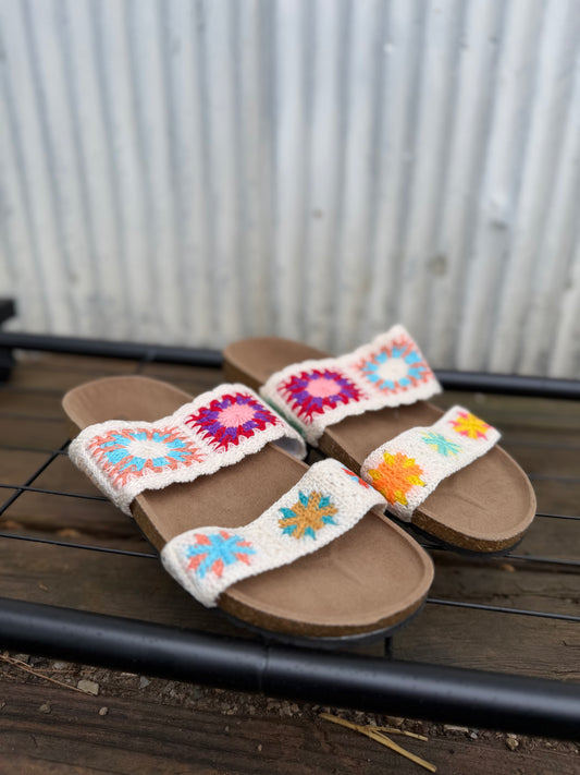Knitted Floral Sandals